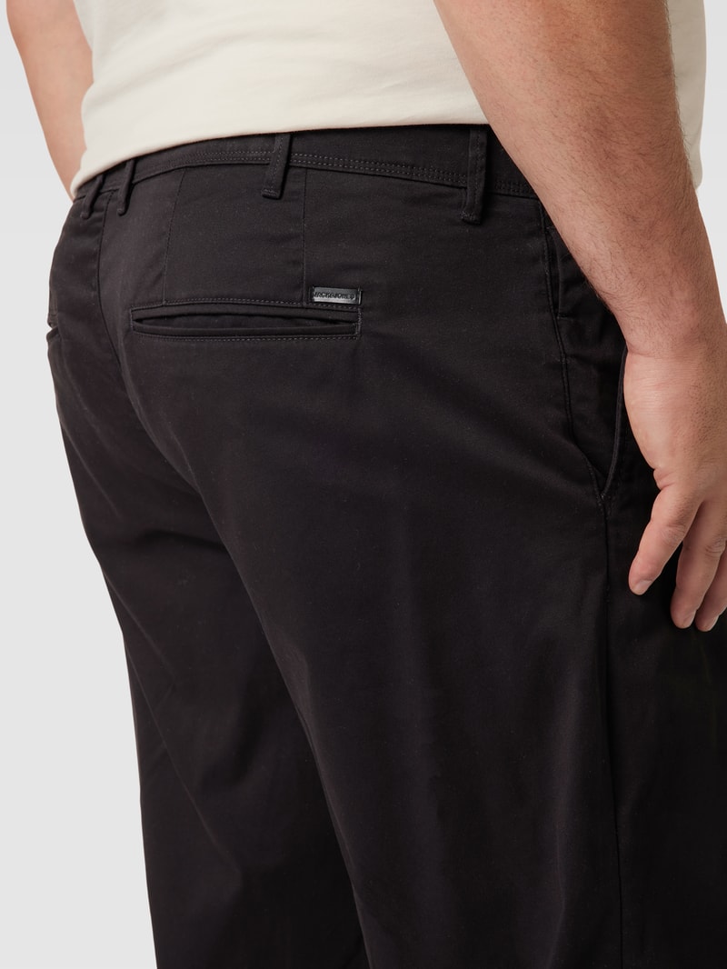PLUS SIZE Chinoshorts mit fixierten Beinumschlägen Modell 'BOWIE' in schwarz