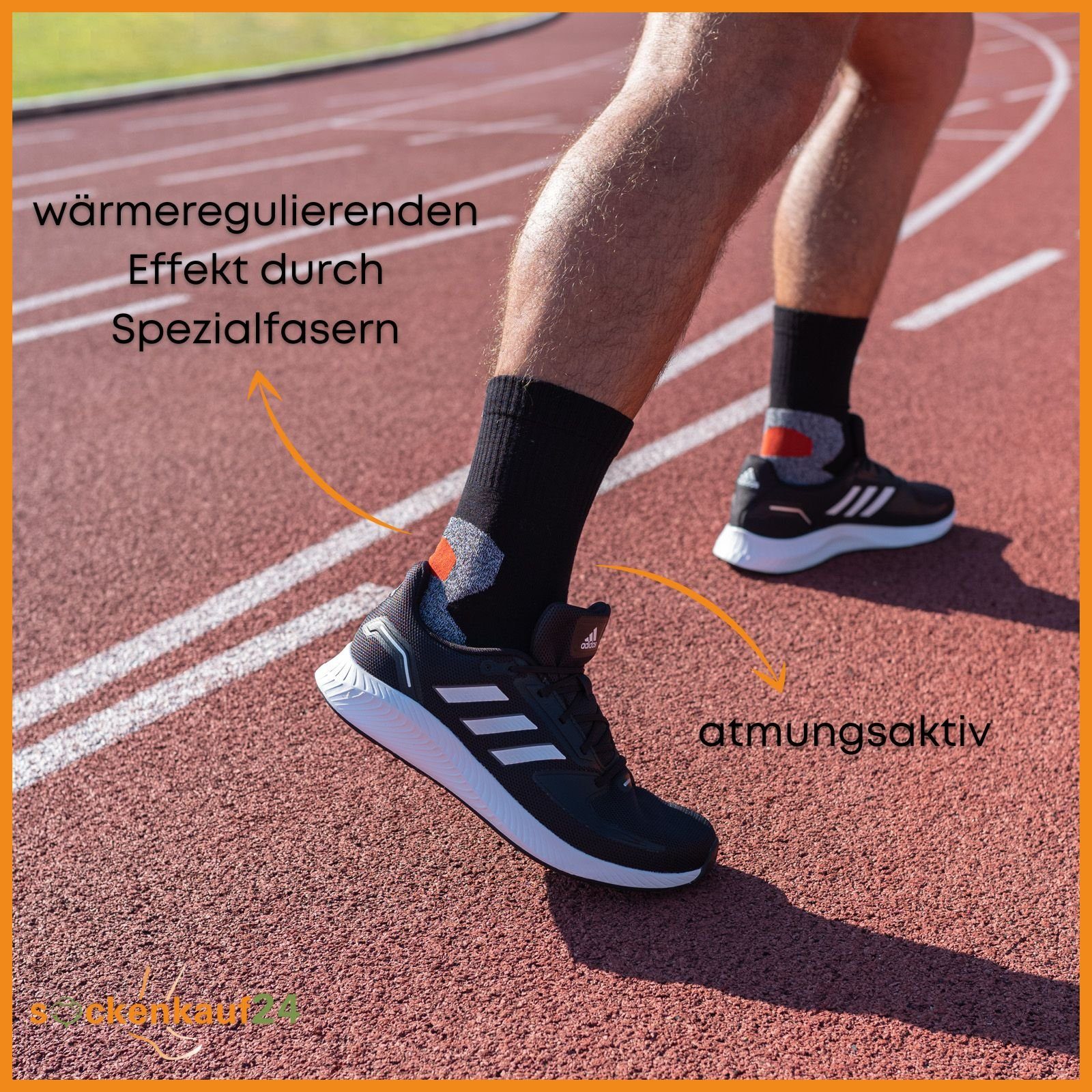 sockenkauf24 Sportsocken 3 Paar Damen & Herren Funktionssocken (43-46, Farbmix) Laufsocken Wandersocken Stoßabfedernd - 16101 WP