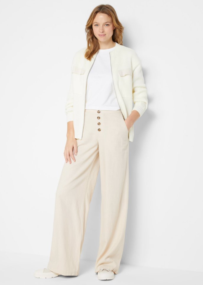 Palazzo-Hose mit Leinen mit extra langem Bein