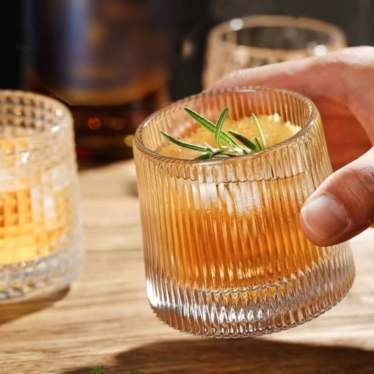 ZOHA 2er Set Whiskyglas Whisky Kristall - Glas Wasserglas Saft - 180 ml, Glas, Bewegbar - Trinkglas