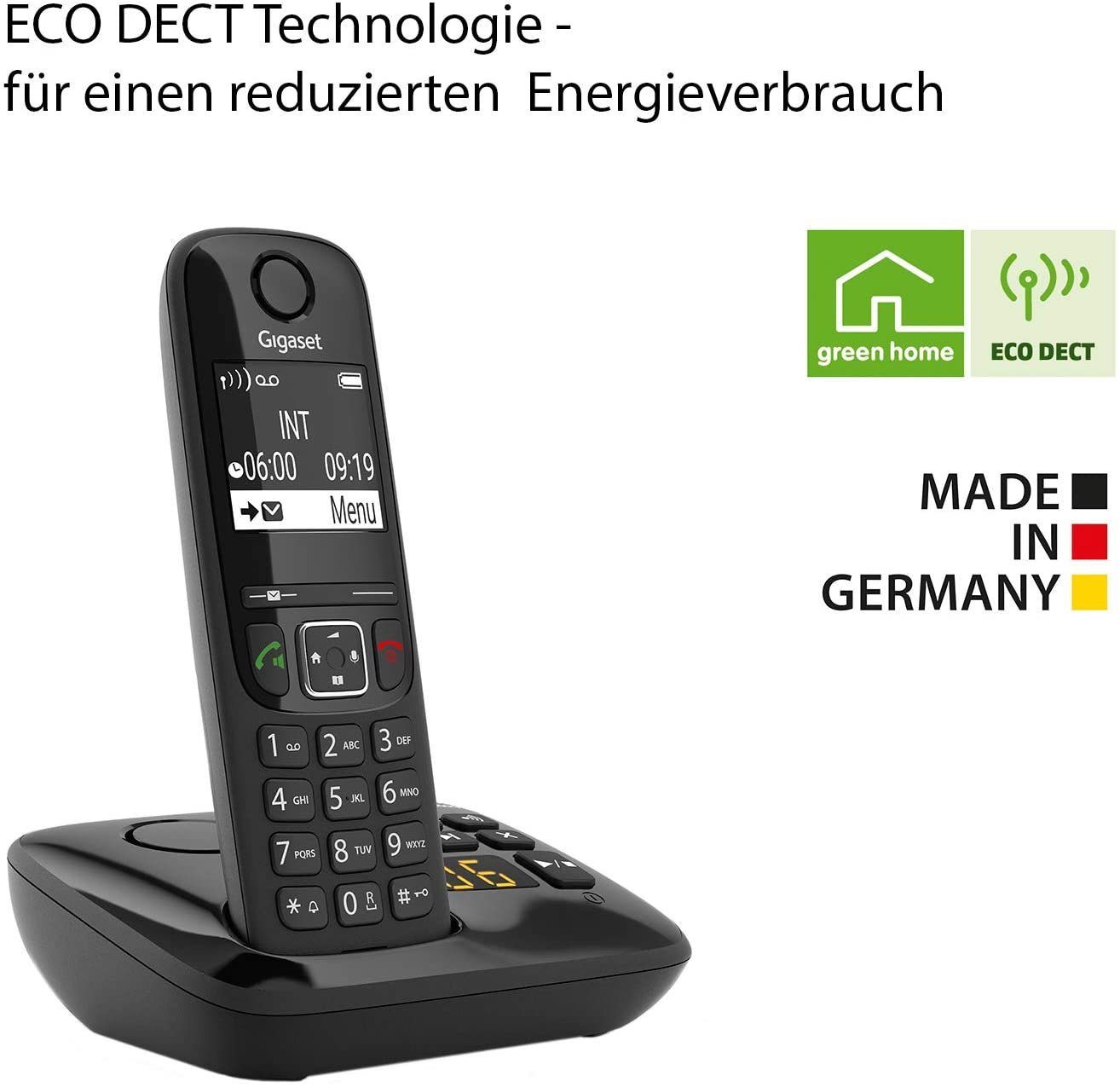 Gigaset Gigaset AS690A Trio - 3 Schnurlose Telefone mit Anrufbeantworter Schnurloses DECT-Telefon (Mobilteile: 3, Freisprechen & Anrufschutz & einstellbare Klangprofile)
