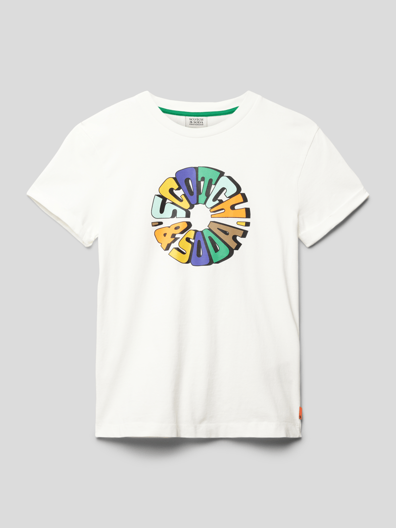 T-Shirt mit Label-Print Modell 'Skate' in offwhite