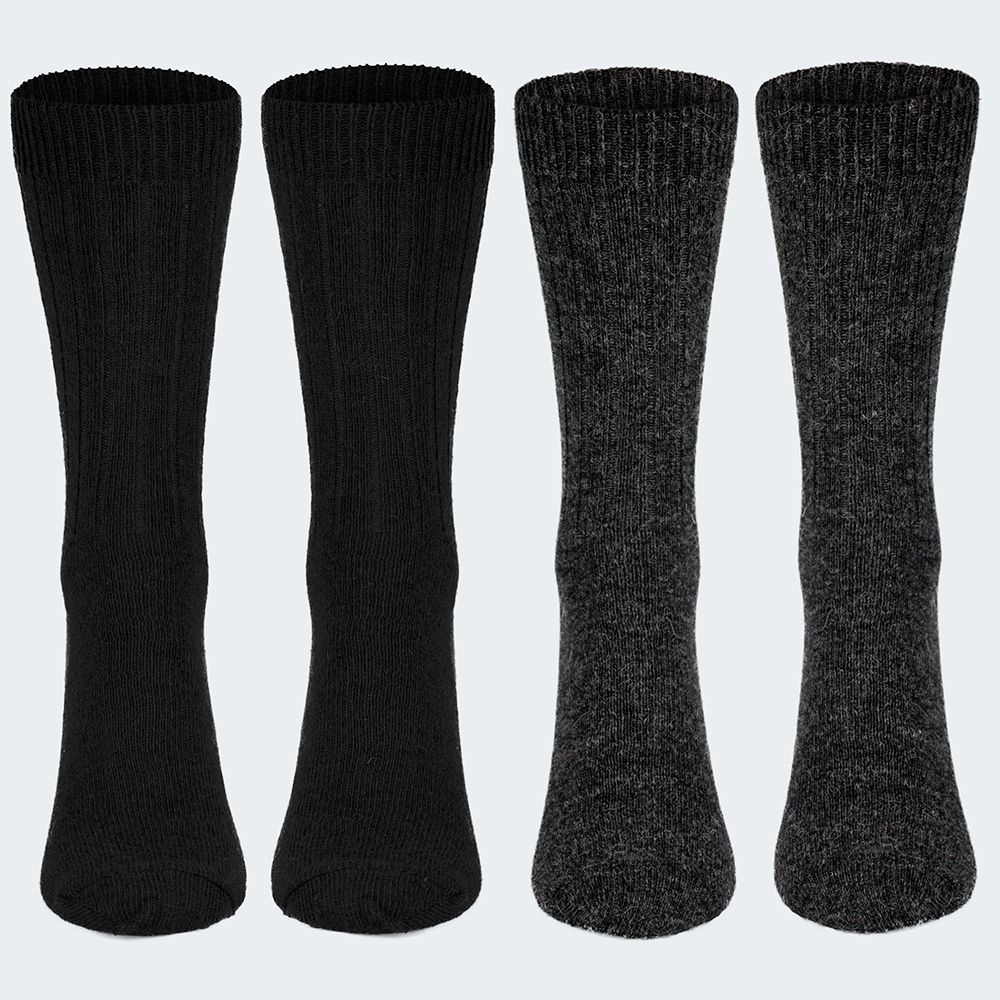 Black Snake Schwarz/Anthrazit 2-pack Alpaka Schafwollsocken