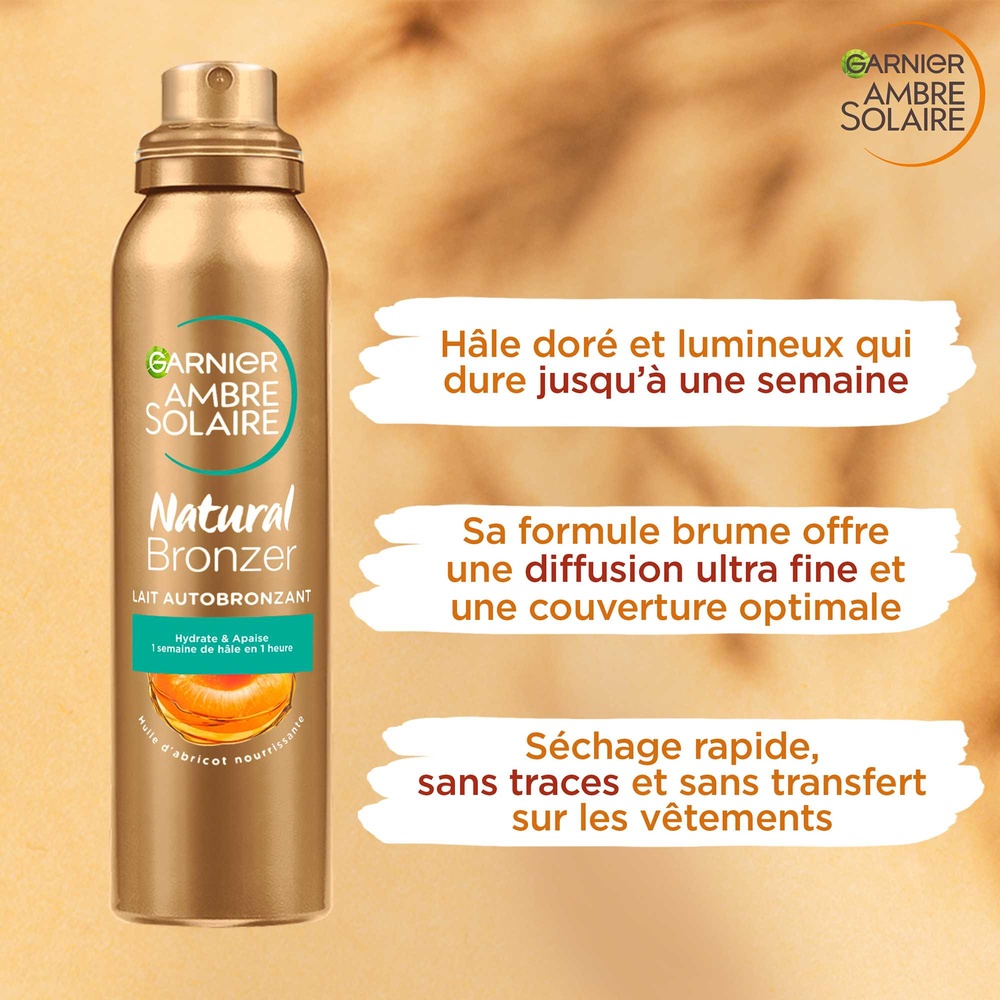 garnier Ambre Solaire Natural Bronzer Brume Corps Autobronzante Brume corps autobronzante pour un hâle doré et lumineux sans traces