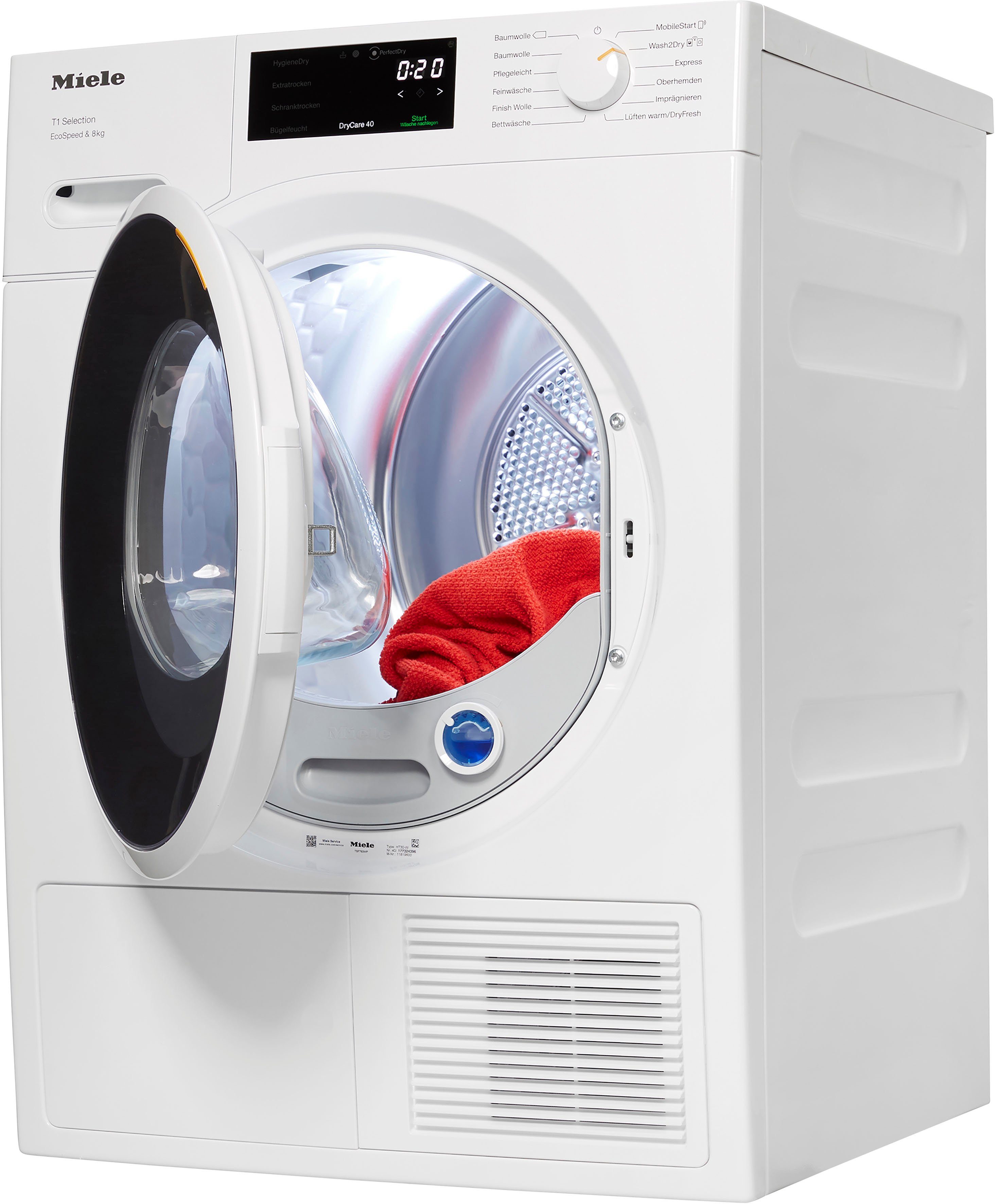 Miele Wärmepumpentrockner TSF763WP, 8 kg, DryCare40 trocknet fast alle Textilien die bei 40 °C waschbar sind