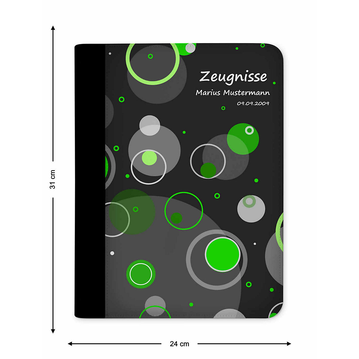 Zeugnismappe / Dokumentemappe mit Name personalisiert Kreise Grün