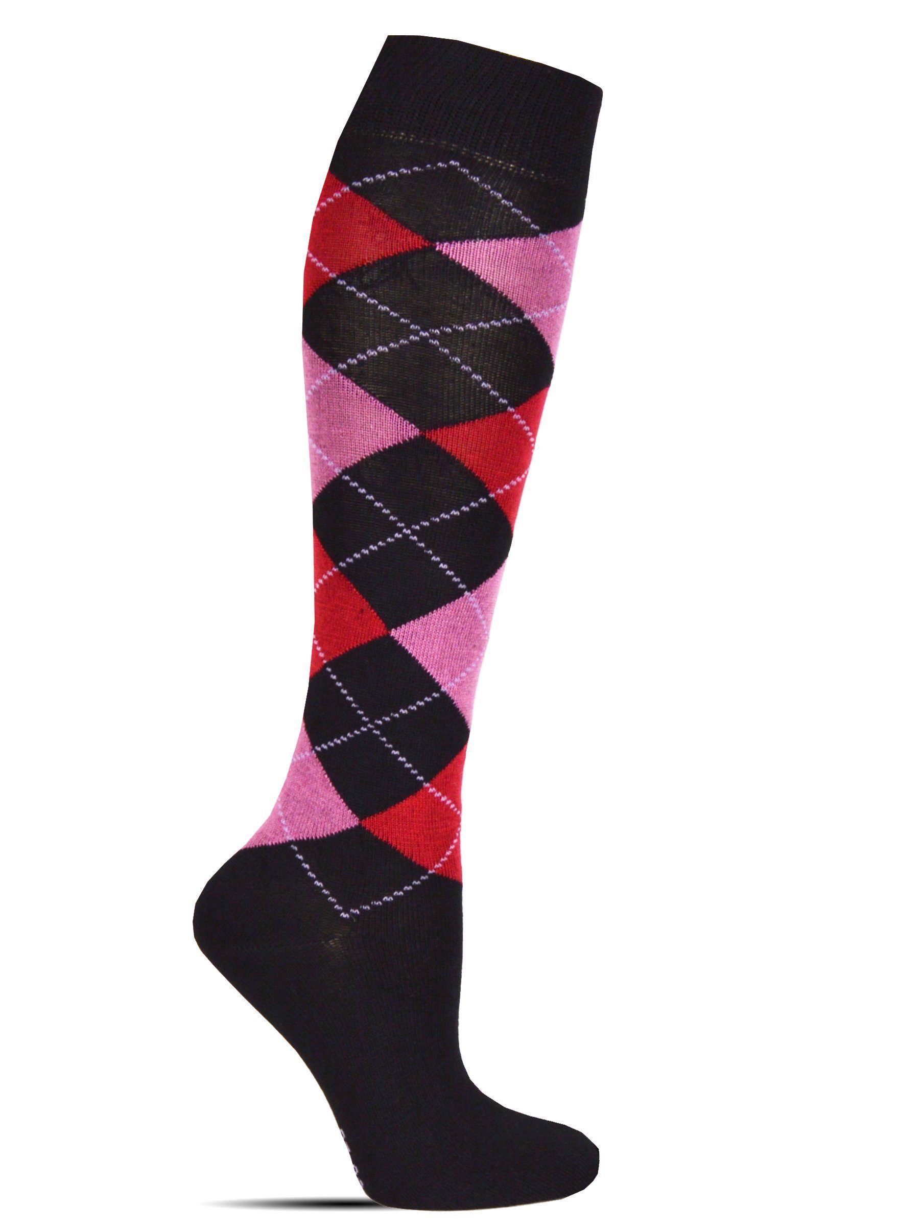 Socked Kniestrümpfe Damen Kniestrümpfe, Baumwolle (6-Paar, 4 verschiedene Farben) Baumwolle, lange Socken,Strümpfe, guter Halt, kniehoch, Uni / Karo