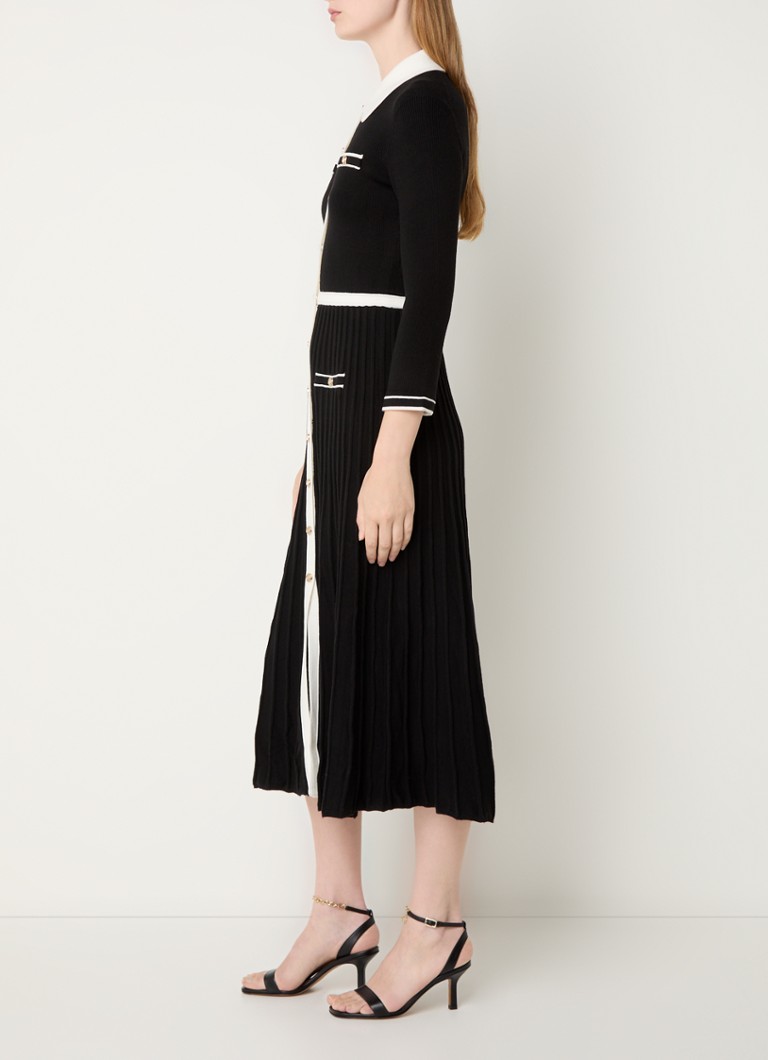 Abito midi a blusa in maglia a coste Maje con pieghe