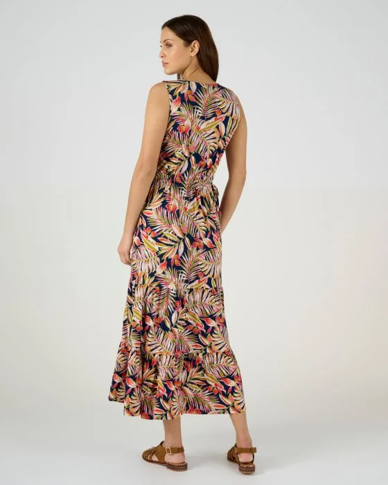 Robe longue maille à volants
