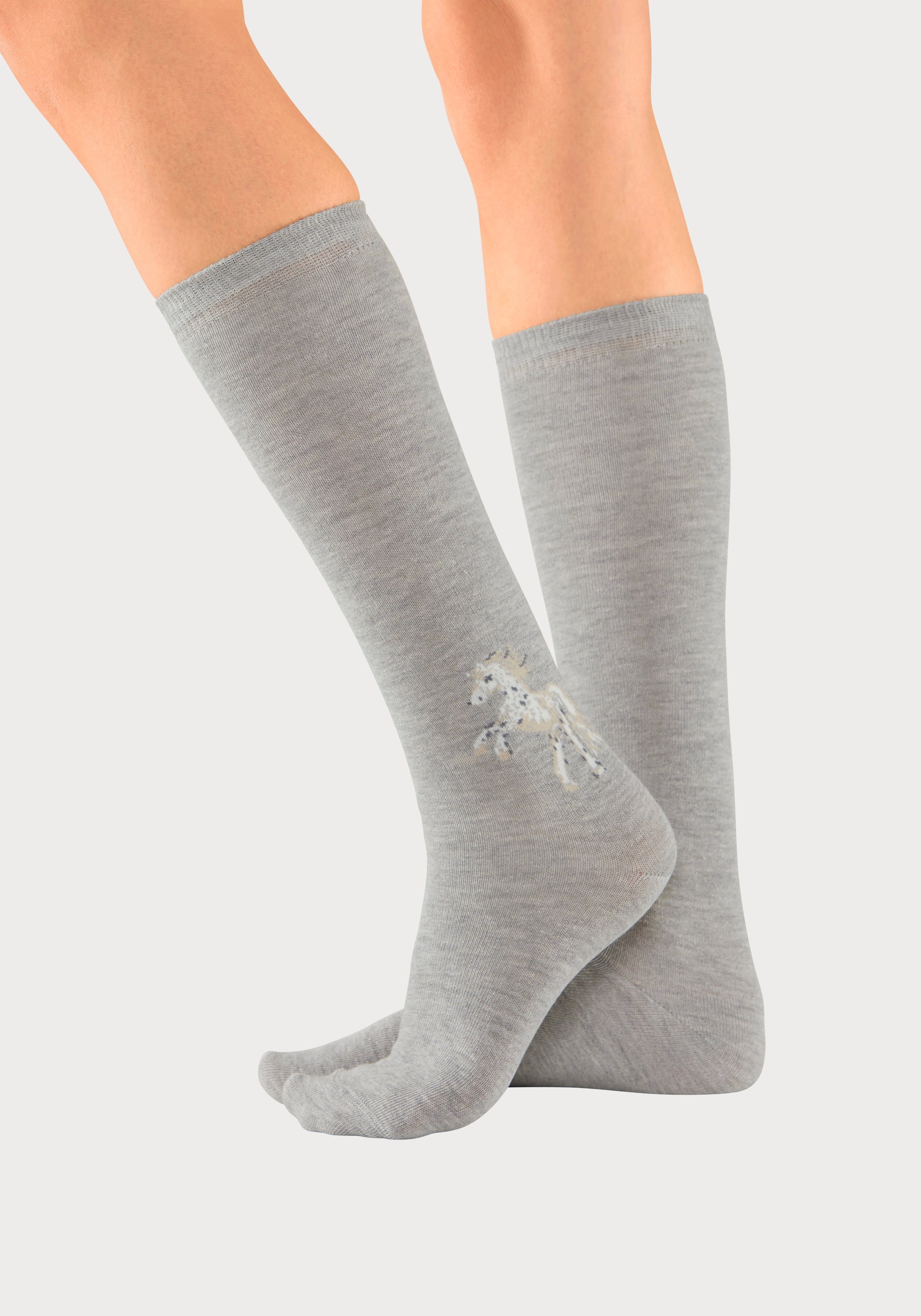 H.I.S Kniestrümpfe (5-Paar) mit eingestricktem Motiv