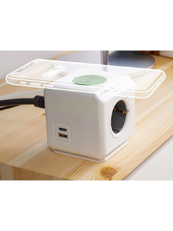 Designnest Ladestation ''PowerCube'' in Weiß/ Grün - (B)7 x (H)7 x (T)11 cm günstig kaufen onesize