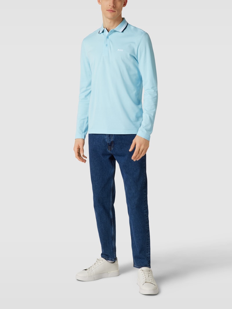 Poloshirt im langärmeligen Design Modell 'PLISY' in hellblau
