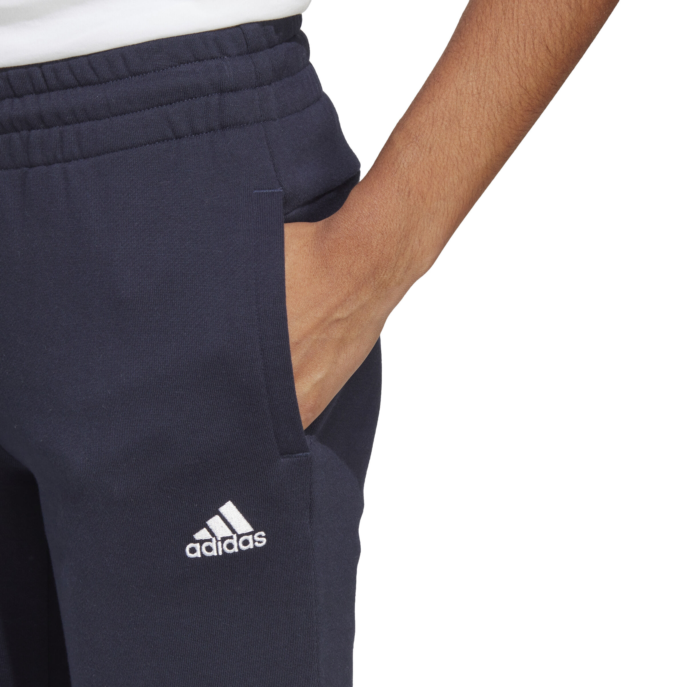Essentials Linear French Terry Cuffed Trainingshose Damen - Dunkelblau, Weiß