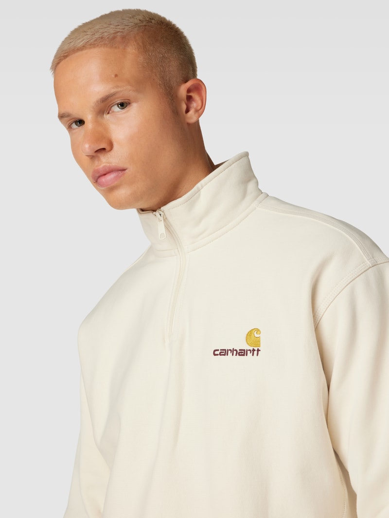 Sweatshirt mit Troyer-Kragen Modell 'AMERICAN SCRIPT' in sand