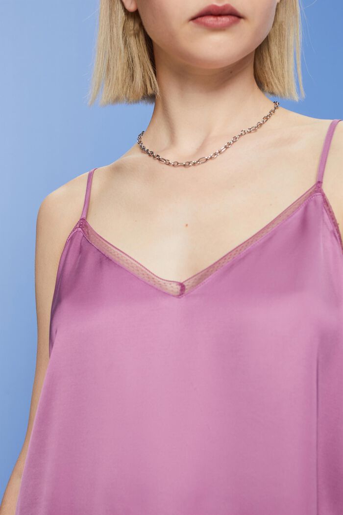 Satin-Camisole mit Spitzenbesatz, LENZING™ ECOVERO™