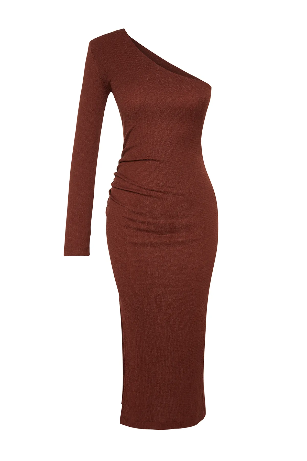 Trendyol Collection  Braunes, tailliertes, gestricktes, elegantes Abendkleid TPRAW24EL00106