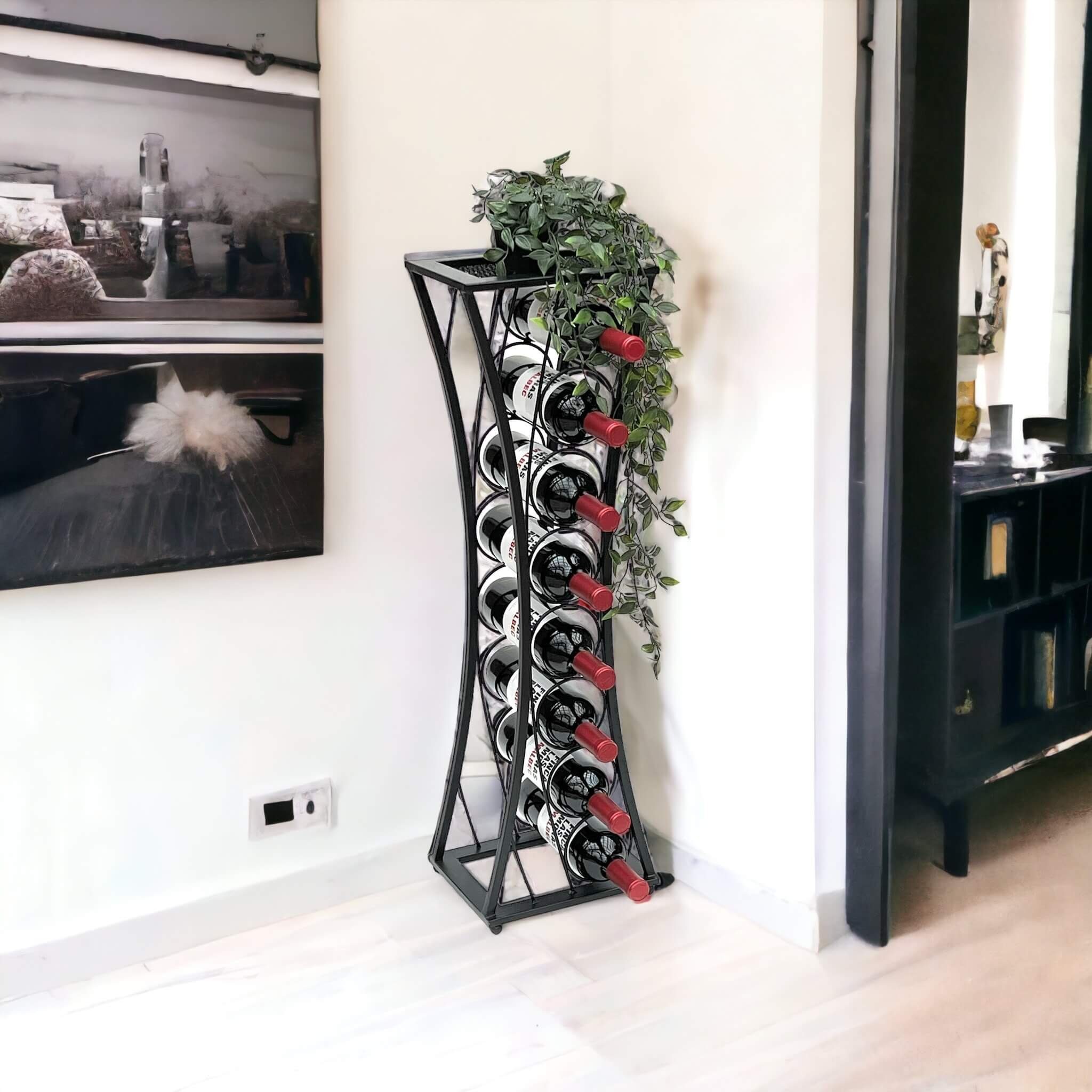 DanDiBo Weinregal Weinregal Metall Schwarz Stehend Mika 80 cm Flaschenregal Modern, Weinregal für 8 Flaschen