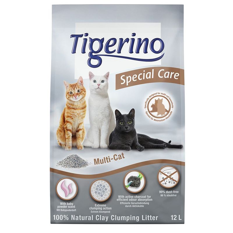 Tigerino Performance Multi Cat Katzenstreu - Babypuderduft | bitiba