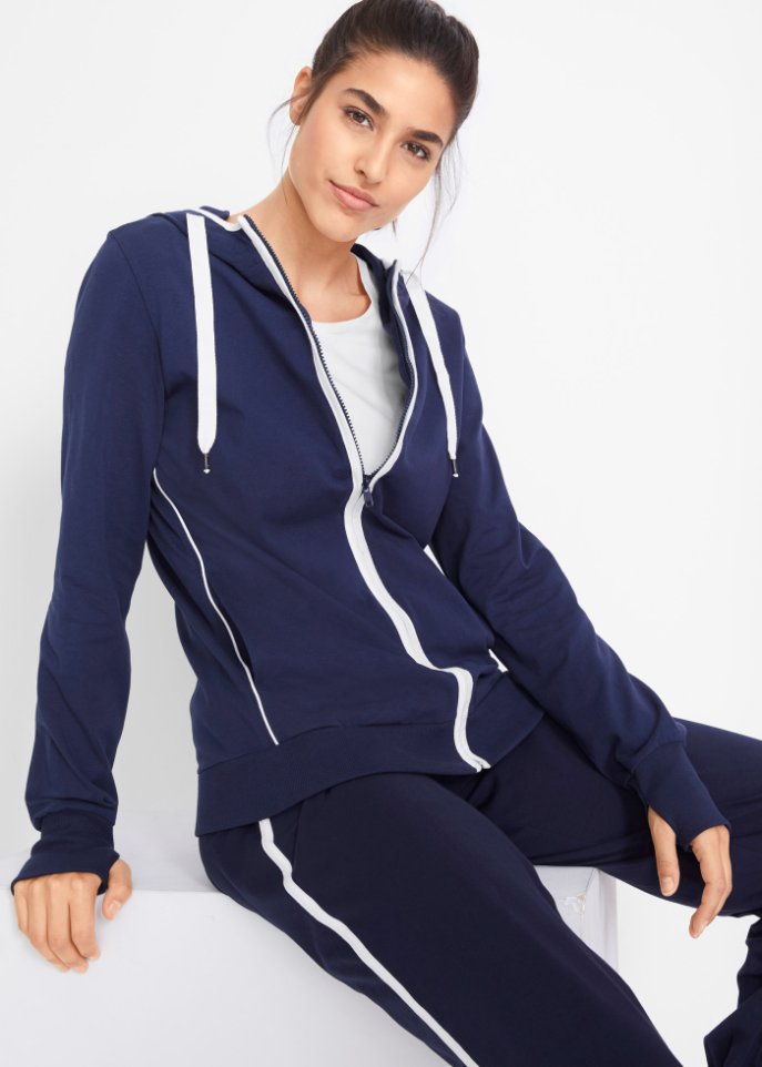 Stretch-Sweatjacke mit Baumwolle