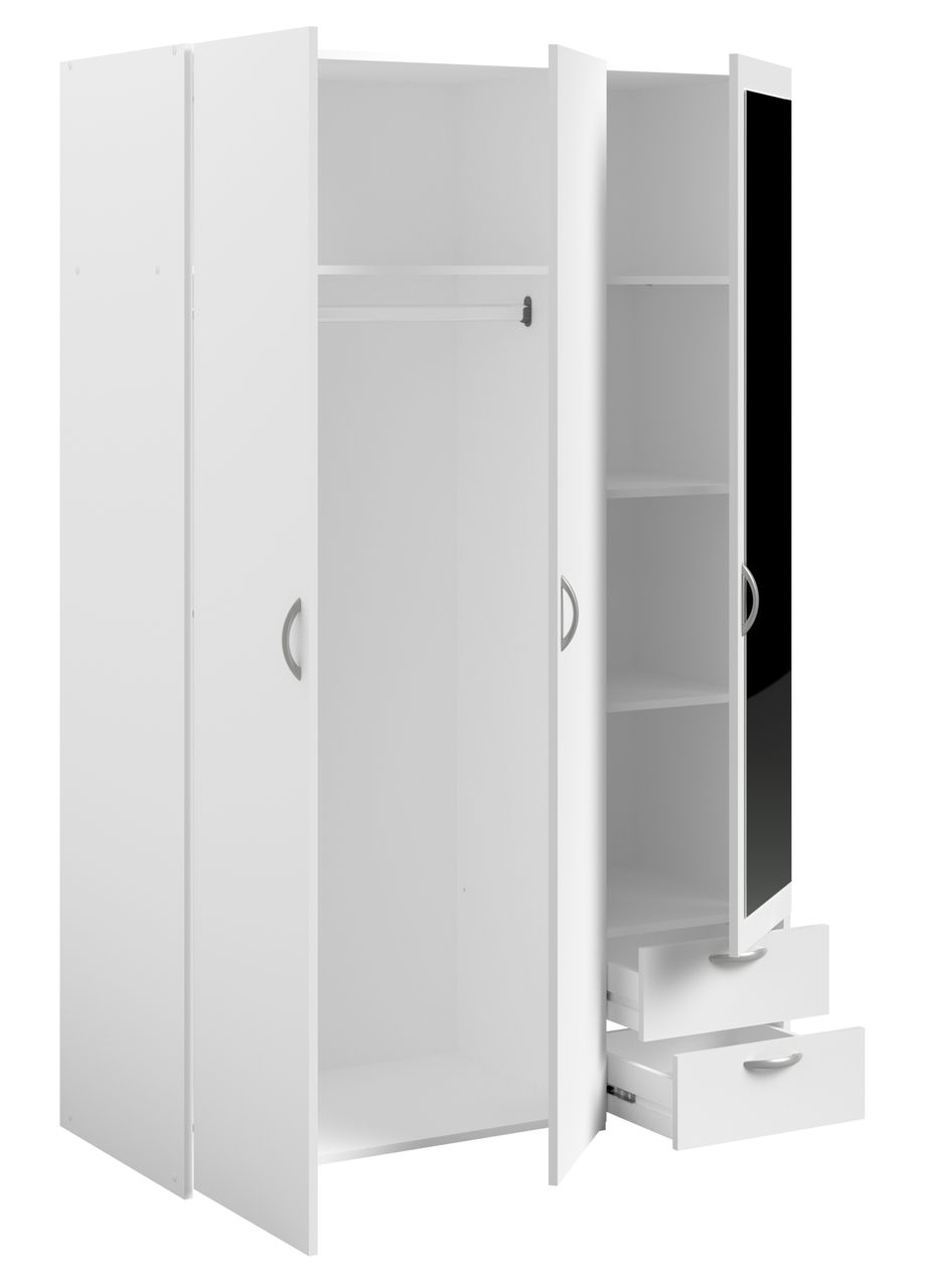 Parisot Parisot, Daily 4, Kleiderschrank 3-türig, mit Spiegel, weiss
