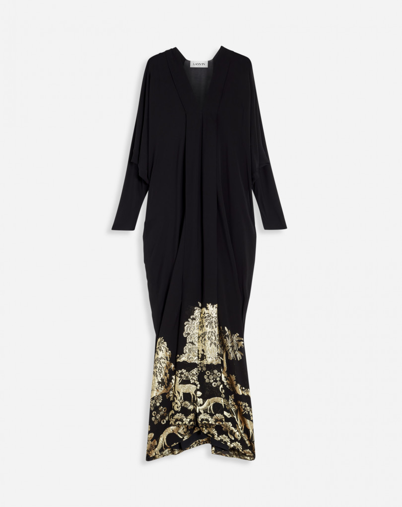 ROBE CAFTAN  EN JACQUARD DE SOIE