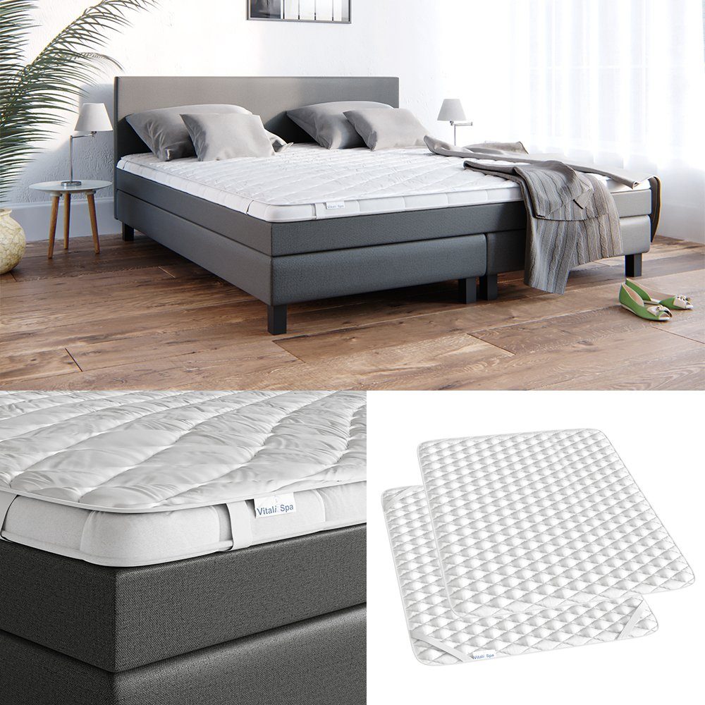 Matratzenschutzbezug Topper Matratzenschoner Auflage 160x200 weiß Baumwolle VitaliSpa®
