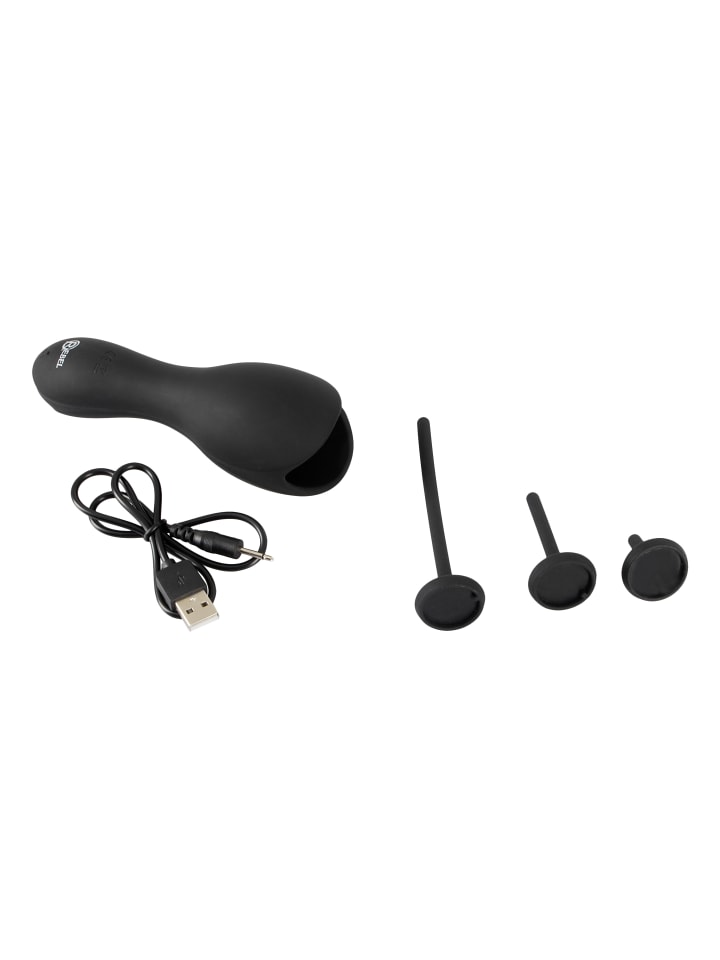 Rebel Masturbator mit Vibration Glans Masturbator with 3 attachable Dilators in schwarz günstig kaufen 14 cm