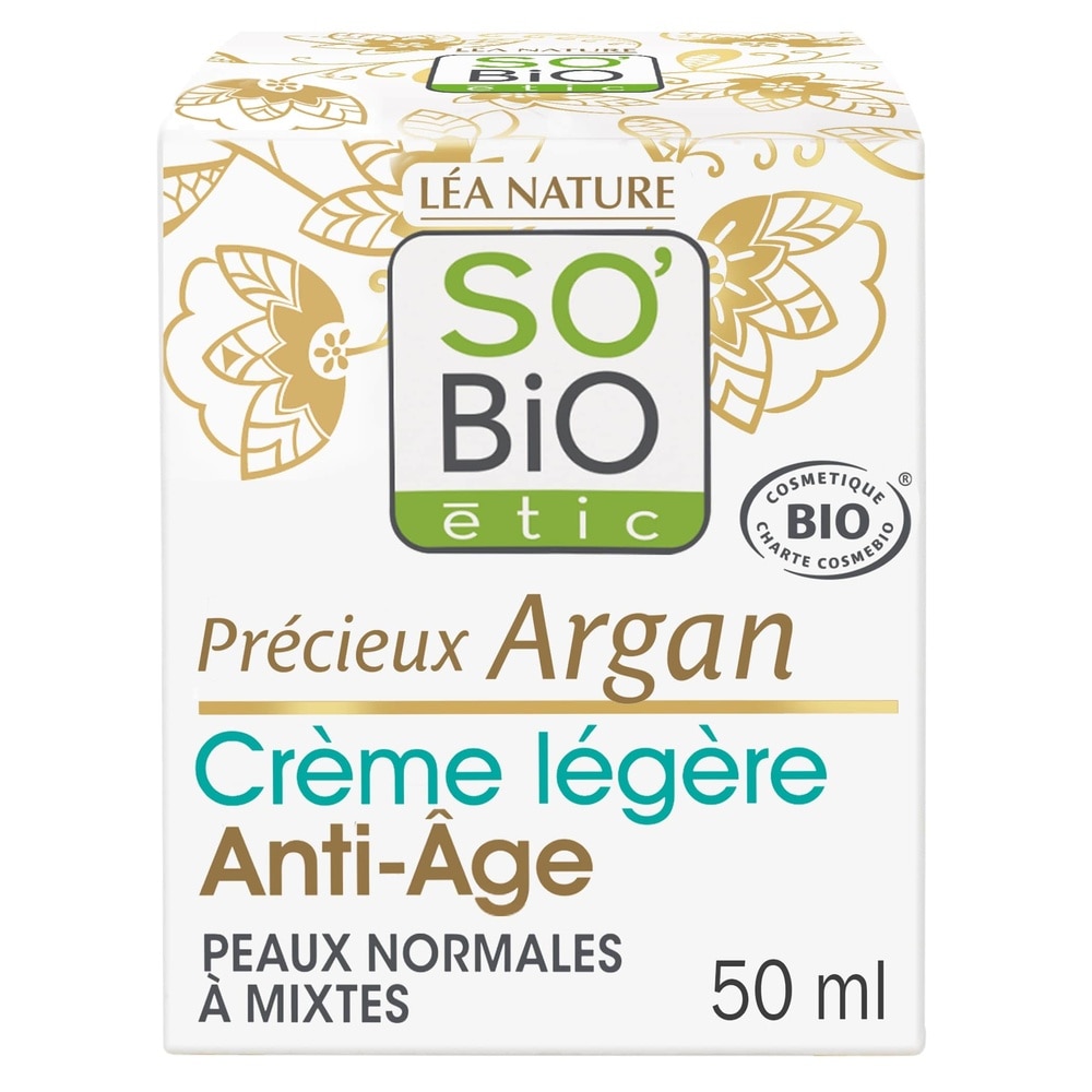 LÉA NATURE SO BiO étic Crème légère Anti-Âge jour, Précieux Argan Crème visage
