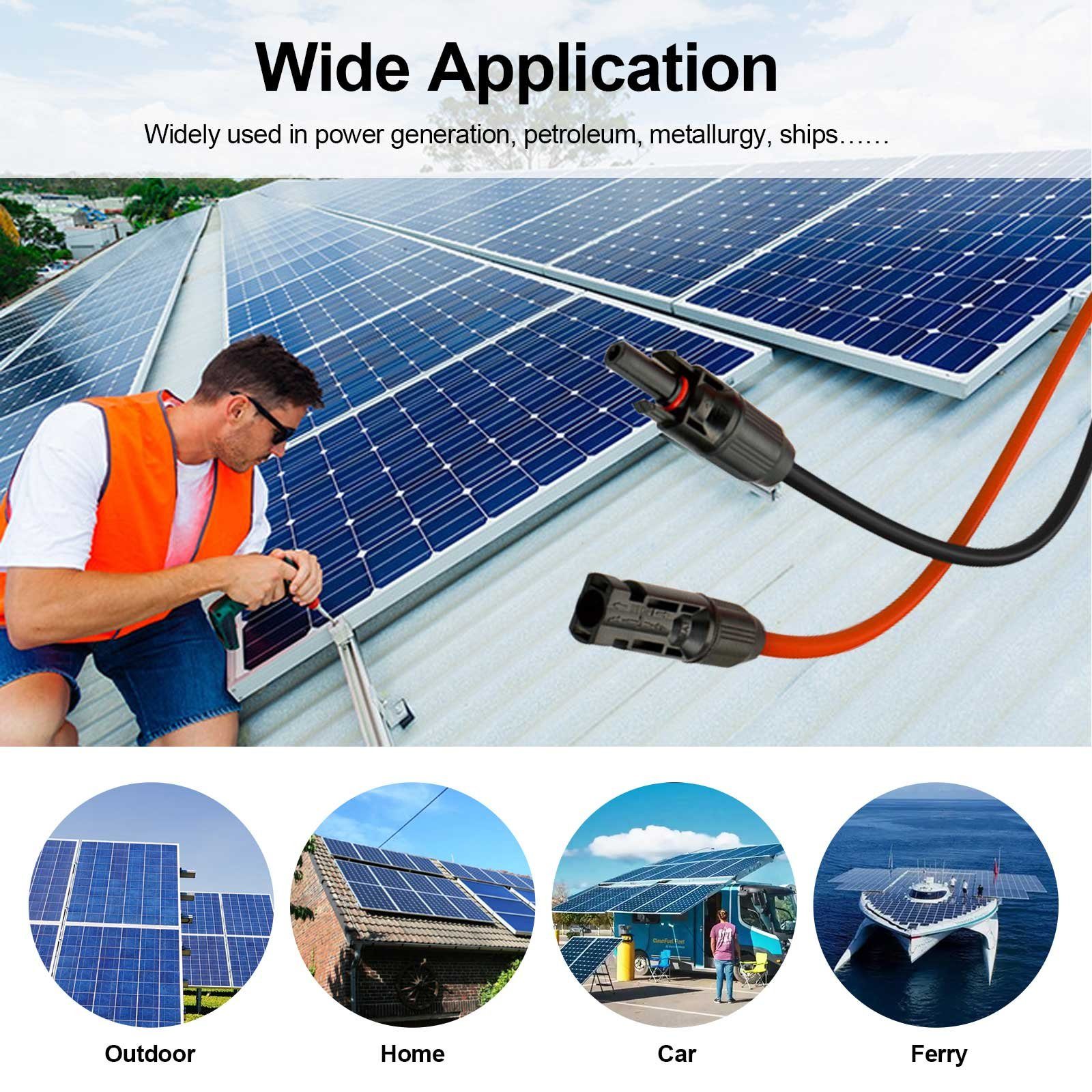 GLIESE Solaranlage 6mm2 rot + schwarz Solarkabel 1m-15m mit Stecker