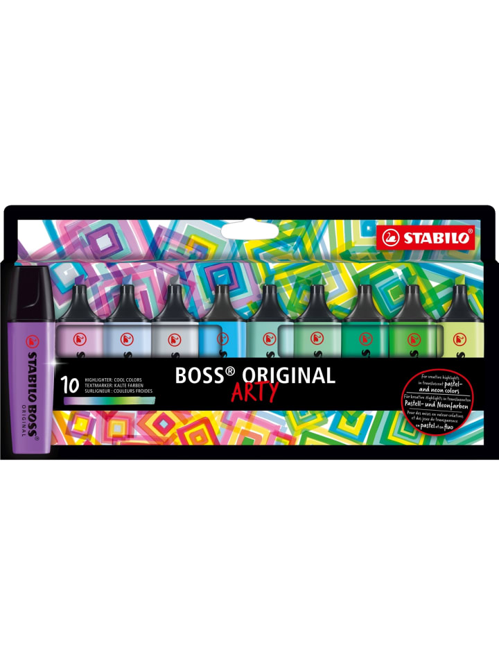 STABILO Textmarker Boss Original Etui -Arty- sortiert Etui Packung mit 10 Stifte günstig kaufen onesize