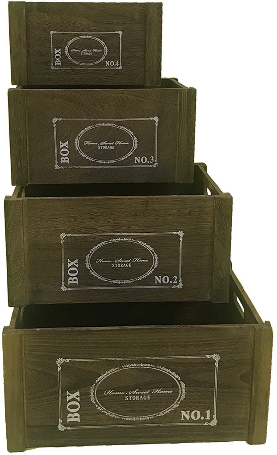Mucola Allzweckkiste Aufbewahrungsboxen 4er Set Shabby Holzkisten Rustikal Allzweckkiste