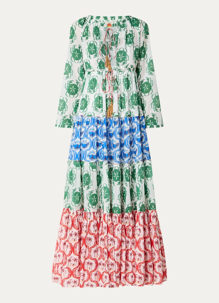 Vestido túnica largo con estampado de mezcla de sellos de Farm Rio