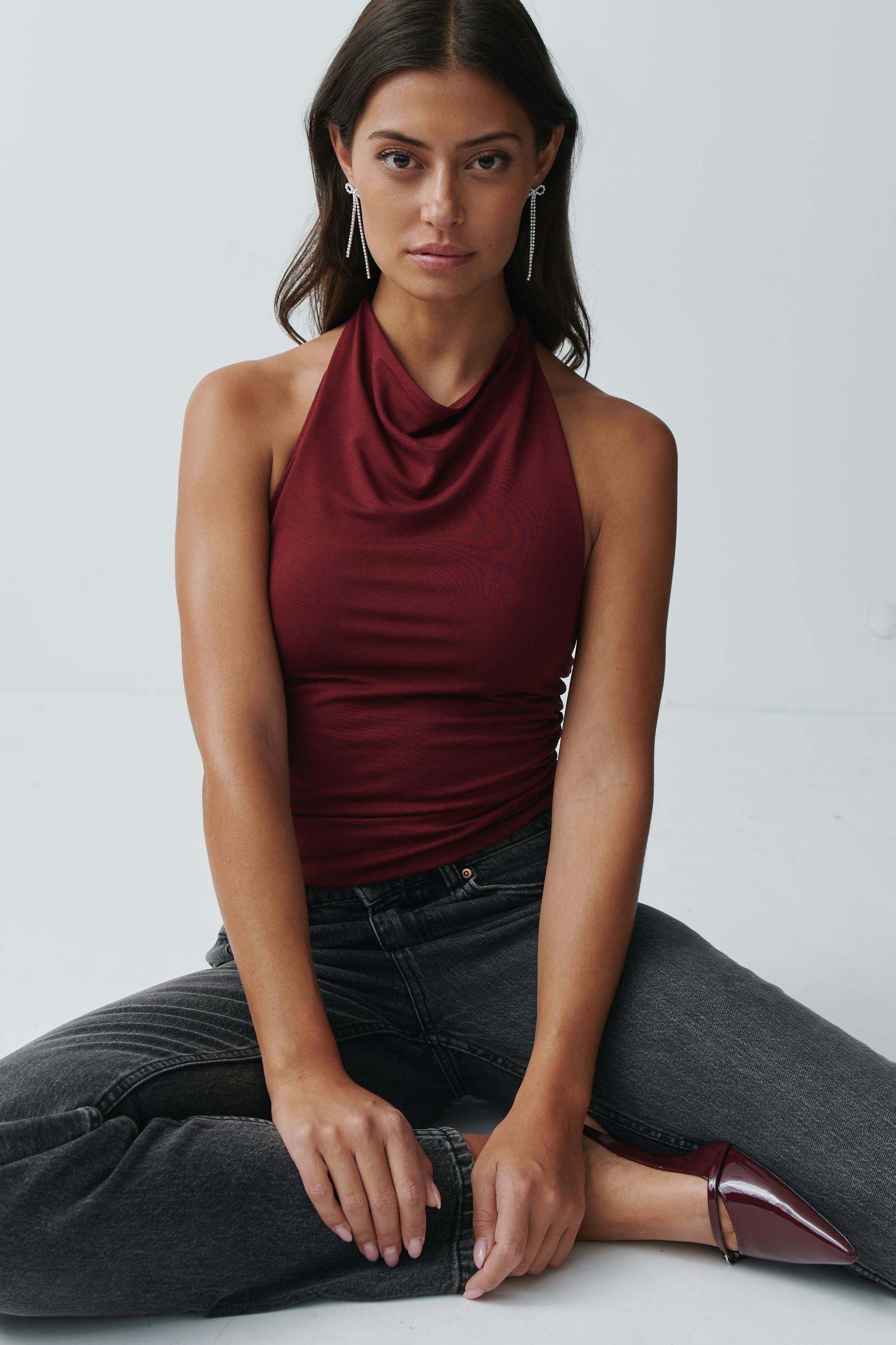 Soft touch halterneck top