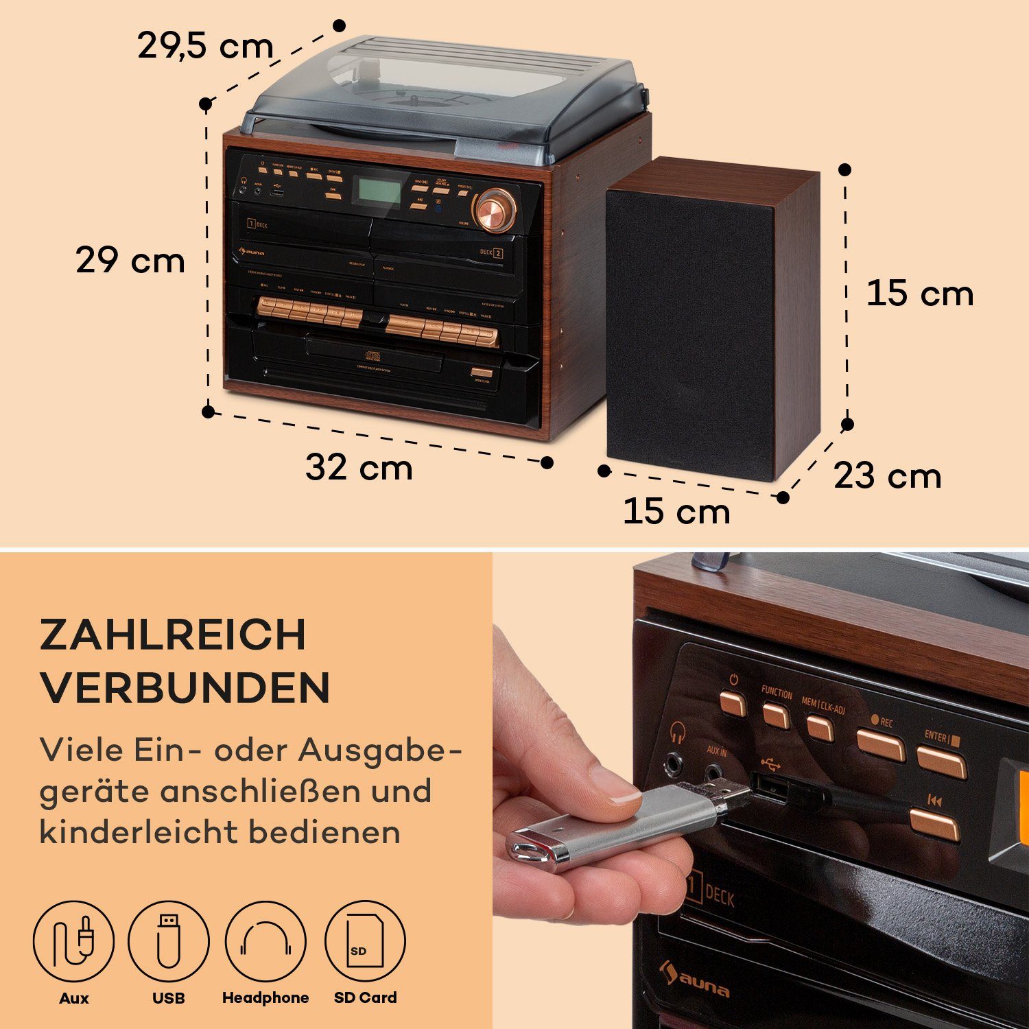 Auna 388-DAB+ Stereoanlage (FM und DAB+ Radiotuner, 10 W)