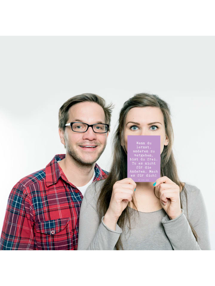 Mr. & Mrs. Panda Postkarte Spruch Vergebung Freiheit mit Spruch in Lavendeltraum günstig kaufen onesize