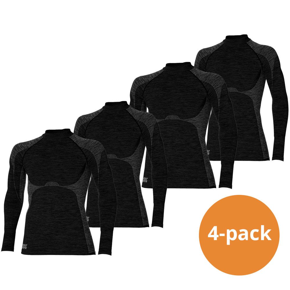 Heat Keeper Premium 4er-Pack schwarz melange Herren Langarm-Thermoshirt