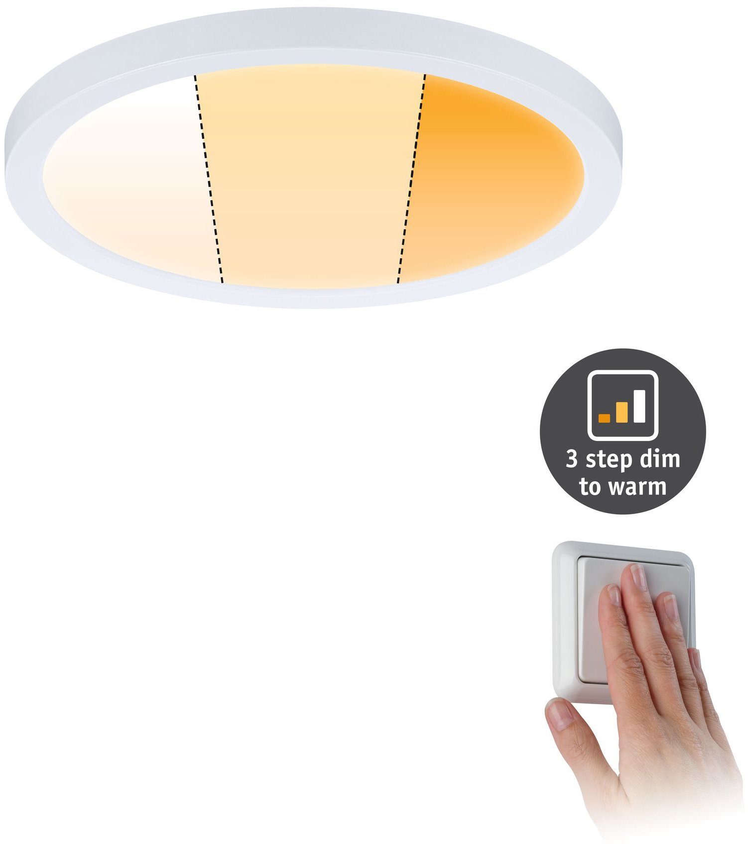 Paulmann LED Einbauleuchte Areo, Memoryfunktion, LED fest integriert, Warmweiß, LED-Modul, WarmDim-Stepschaltung