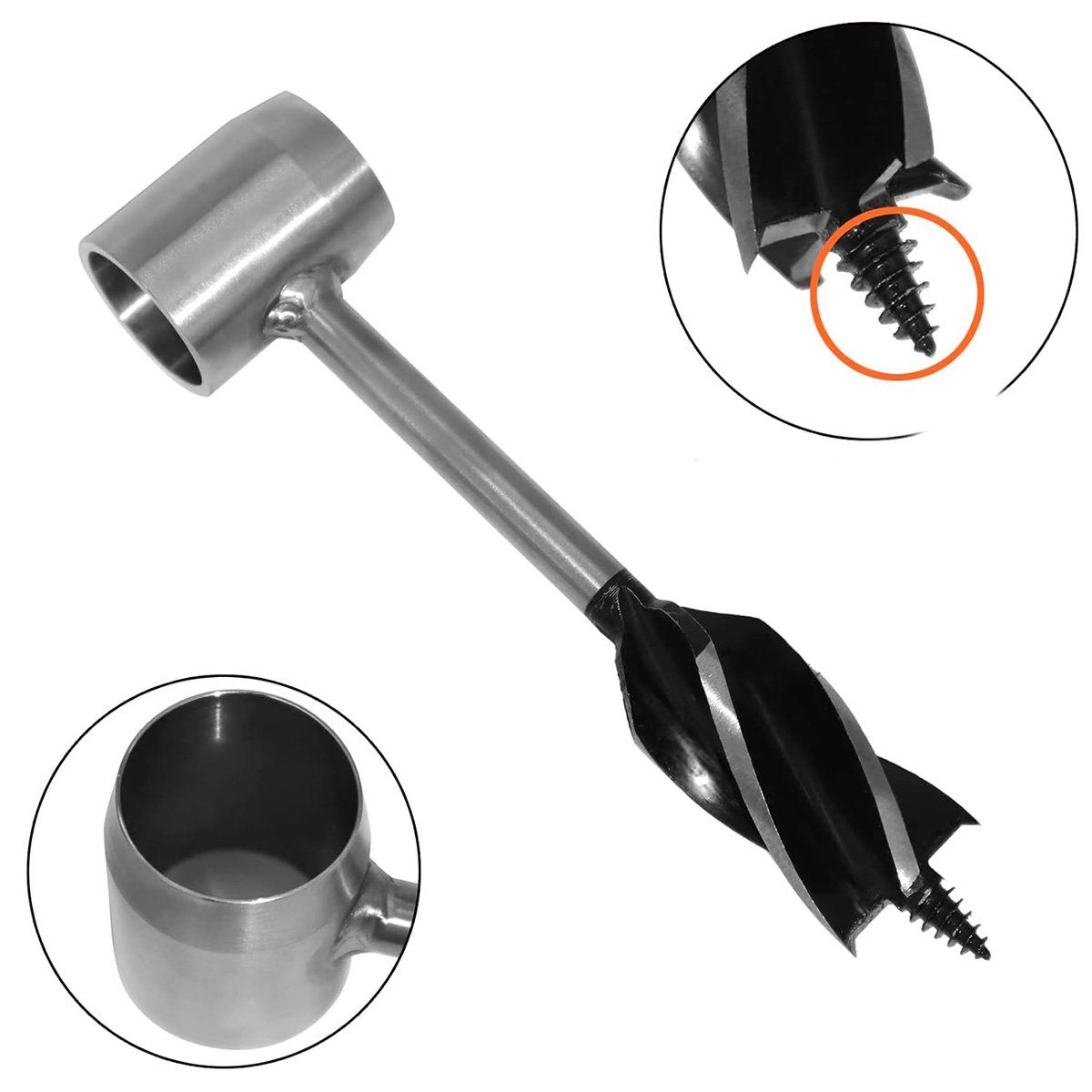 götäzer Erdbohrer Outdoor-Survival-Bohrer, Holzbearbeitungs-Handbohrmaschine, Holzbohrer, Nagel und Handstanze, Multifunktionswerkzeug