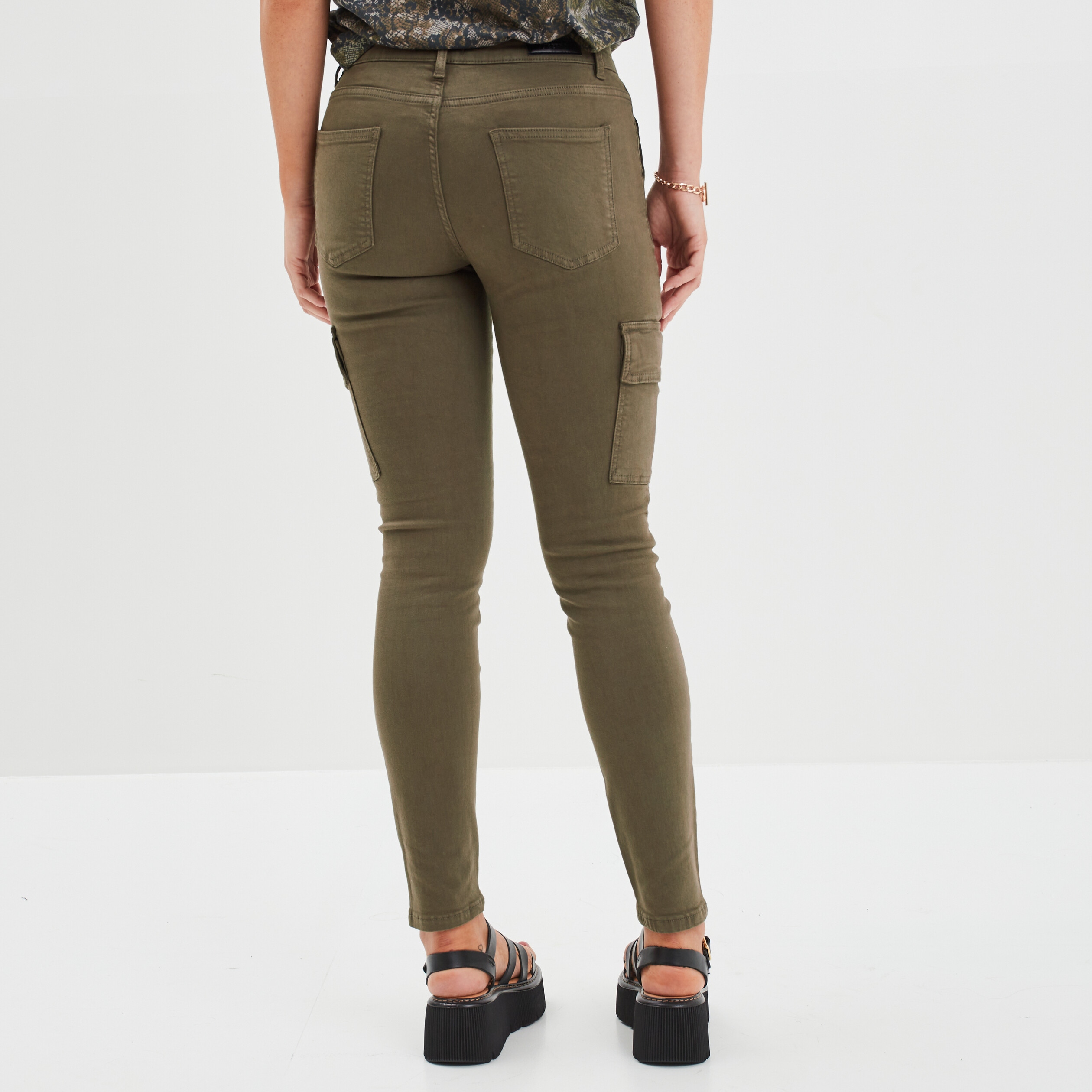 Pantalon cargo skinny 7 8ème Liberto marron foncé femme | La Halle