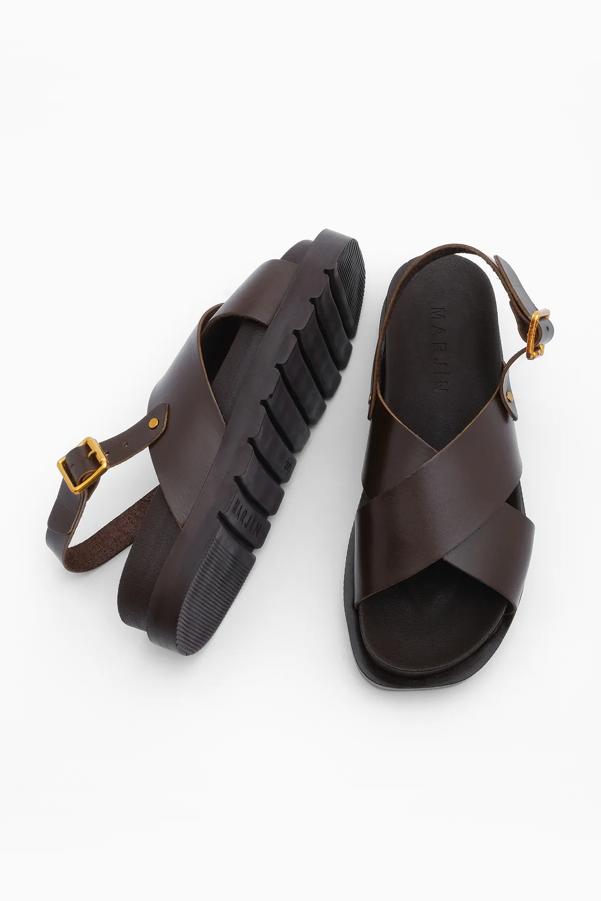 Marjin  Damen-Damensandalen mit Kreuzriemen Usre Brown