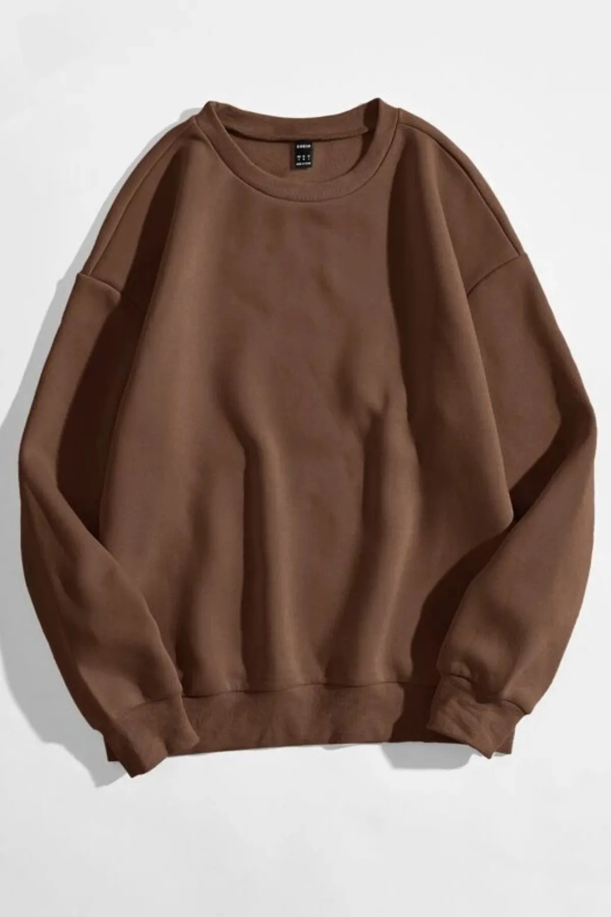 MODAGEN  Braunes, einfarbiges Unisex-Sweatshirt mit Rundhalsausschnitt und Übergröße