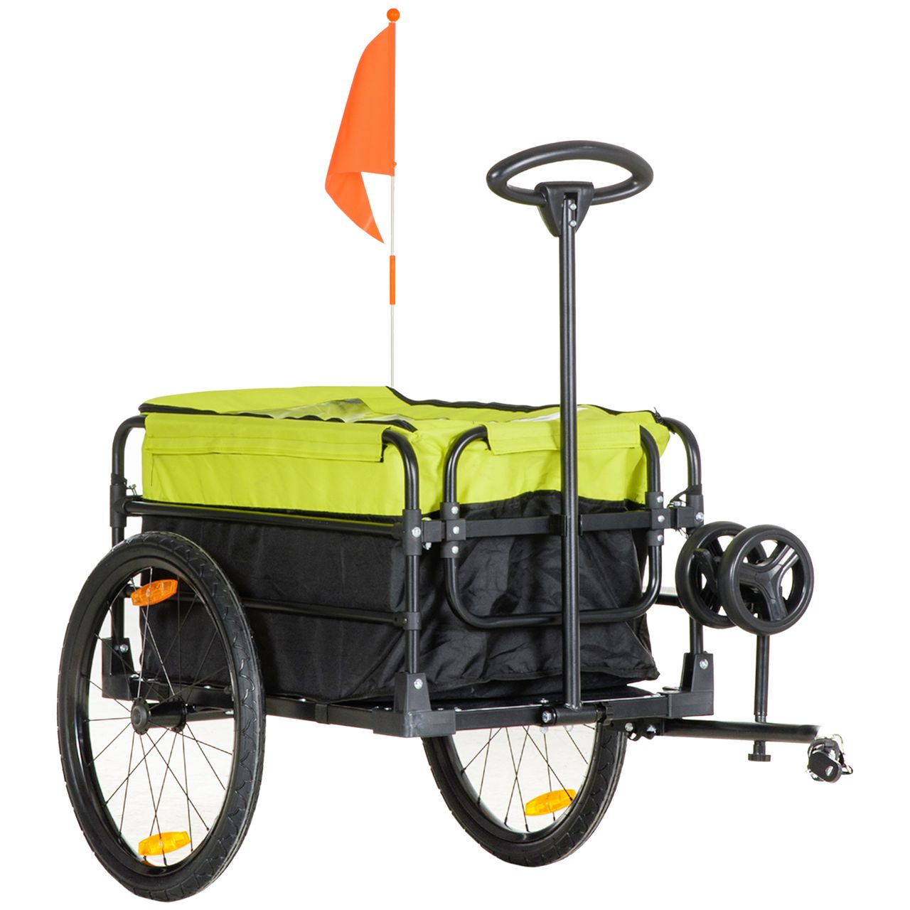 HOMCOM 2-in-1 Fahrradanhänger Lastenanhänger 40 kg Belastbarkeit Schwarz Gelb