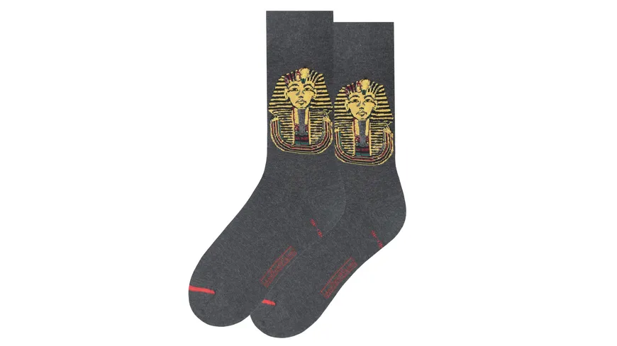 MuseARTa Unisex Socken Unknown Artist - Tutankhamun's Golden Mask grau