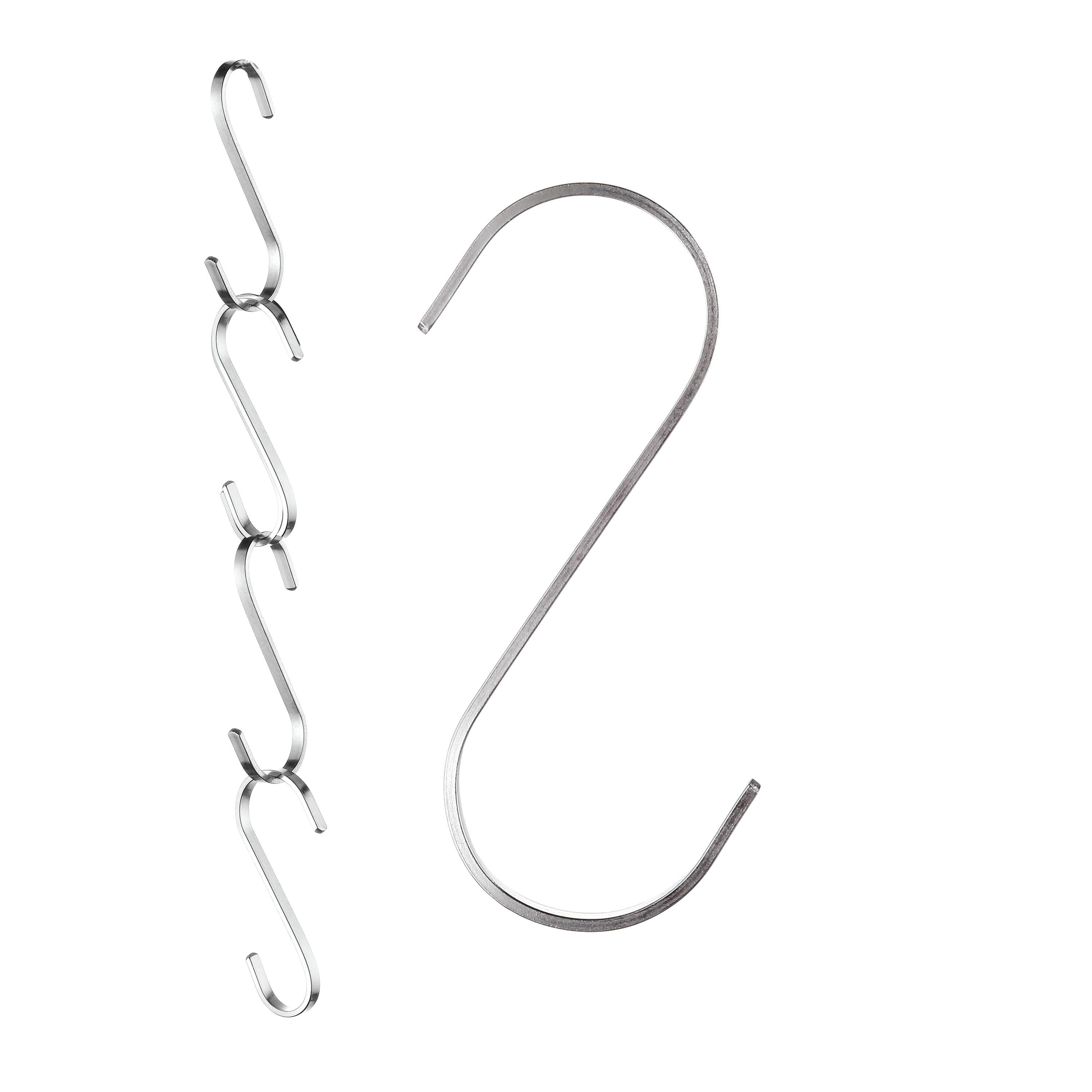 Praknu Wandhaken 12 SHaken Flach 8cm, Küche, Badezimmer, Terrasse, Balkon, Keller, Werkstatt, Garage, (Set, 12-St., 12 Flache S-Haken / Hängehaken ca. 8 cm für den professionellen Einsatz), bis 25kg Belastbar - Rostfreie S-Haken zum Aufhängen
