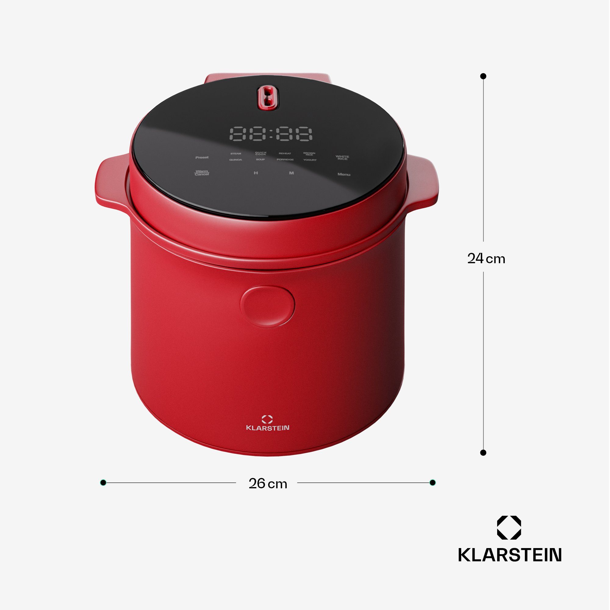 Klarstein Reiskocher Kenbu, 400 W, mit dampfgarer Elektrisch Multifunktions Kocher Rot