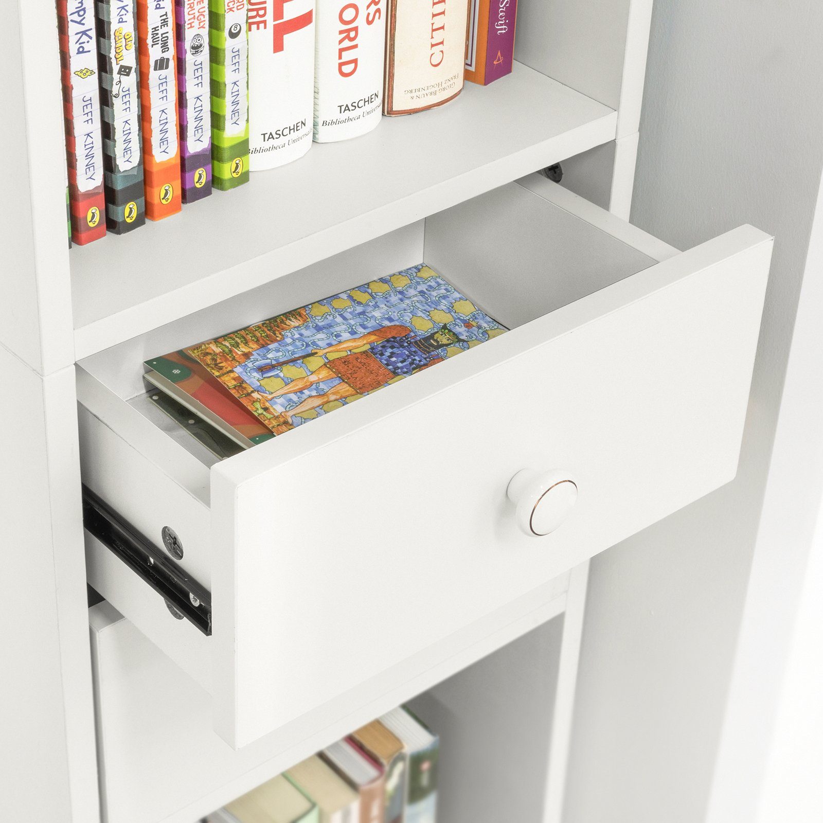 SoBuy Bücherregal STR10, mit Schubladen Bücherschrank Standregal Aufbewahrungsregal Büroregal