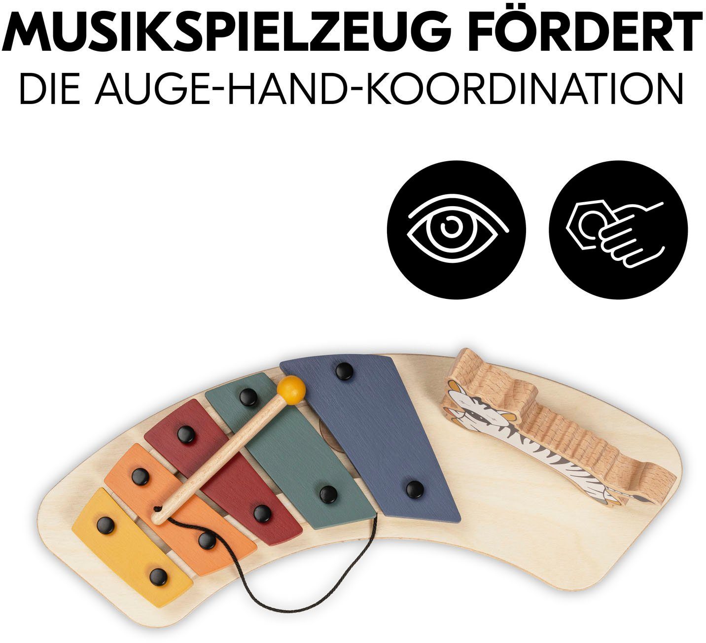 Hauck Hochstuhltablett Alpha Play Music Set Zebra, Holz, Kunststoff, FSC® - schützt Wald - weltweit