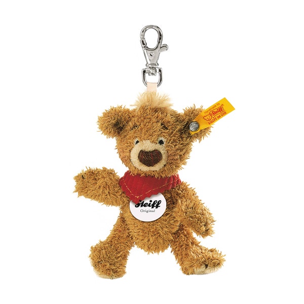Schlüsselanhänger Knopf Teddybär, 11 cm, beige