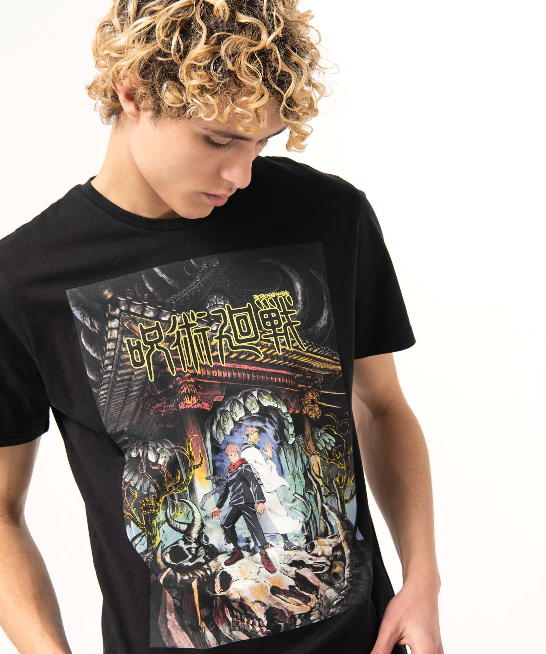 Tee-shirt homme à manches courtes imprimé - Jujutsu Kaisen noir | GEMO
