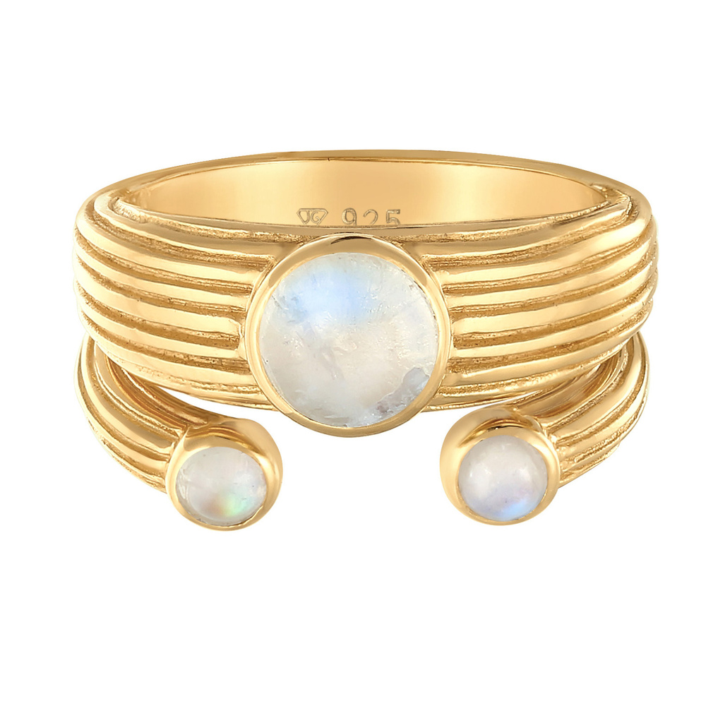 Elli PREMIUM Elli PREMIUM Bague Bague Signet pour Femme - Ensemble classique ouvert avec pierr Bague